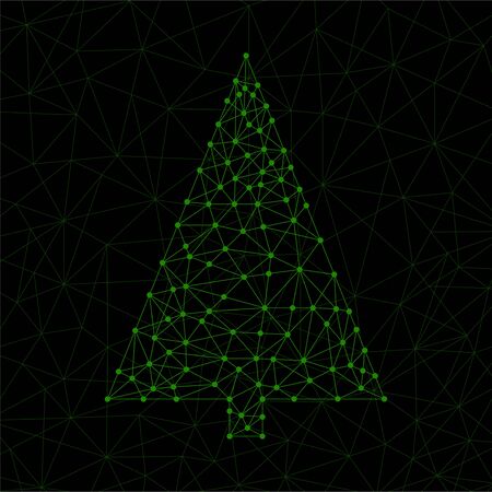 Abstract geometric christmas tree of lines and dotsのイラスト素材
