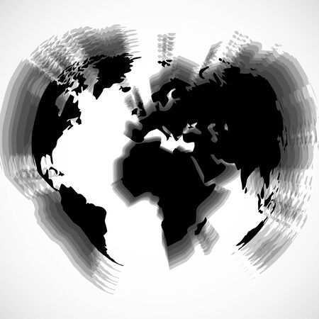 Abstract world map in a shape of globe with shadow, planet earthのイラスト素材