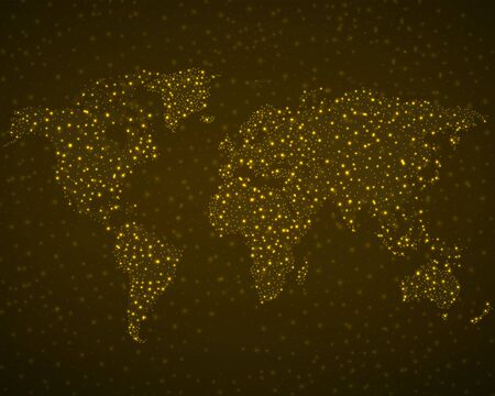 Abstract world map with glowing particles, technology conceptのイラスト素材