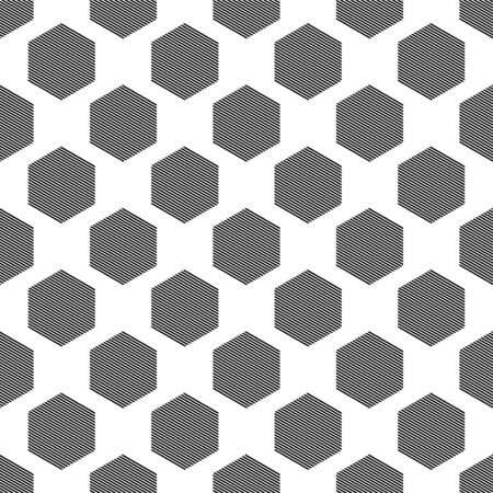 Seamless wallpaper pattern. Geometric background with hexagons of linesのイラスト素材