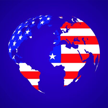 Abstract globe earth with flag United States of America. Vector illustrationのイラスト素材
