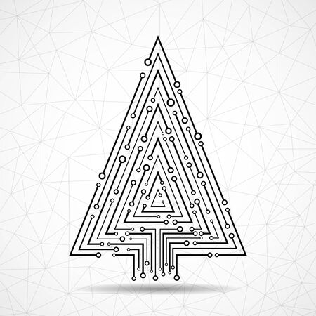 Abstract technology Christmas tree made from circuit board. Vector illustrationのイラスト素材