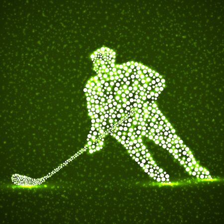 Abstract silhouette hockey player with hockey stick. Vector illustrationのイラスト素材