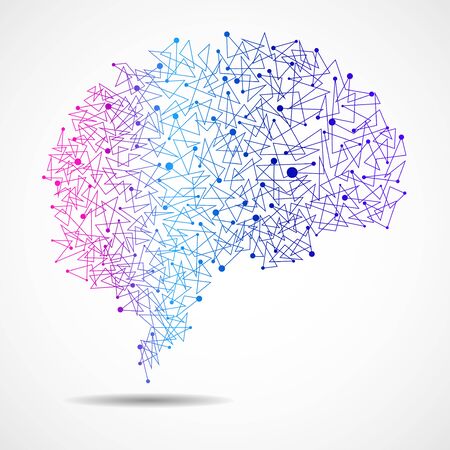 Abstract human brain of dots and lines, polygonal structureのイラスト素材