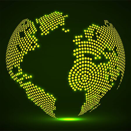 Abstract globe earth of glowing radial dots, world mapのイラスト素材