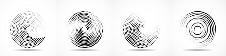 Set of abstract dotted circles. Halftone dots in circular form.のイラスト素材