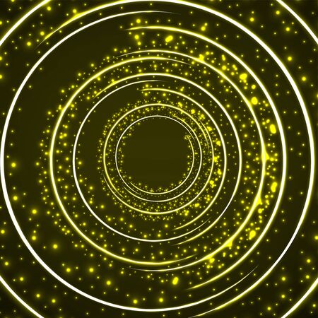 Abstract rings background with luminous particles. Glowing circlesのイラスト素材