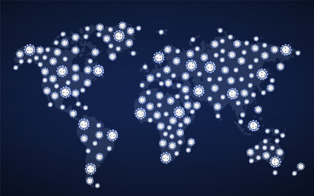 World map of Corona virus. Coronavirus Pandemic. 2019-nCoVのイラスト素材