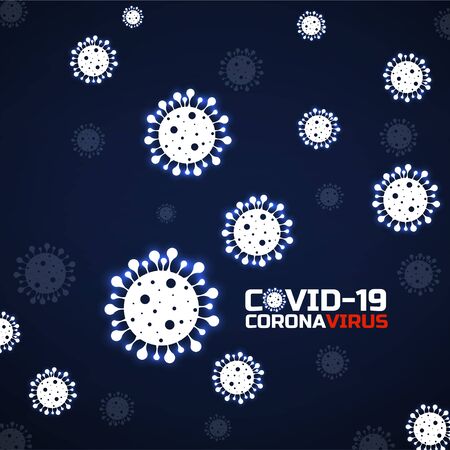 Coronavirus background with glowing bacteria. Science and medicine concept. Abstract vector illustrationのイラスト素材