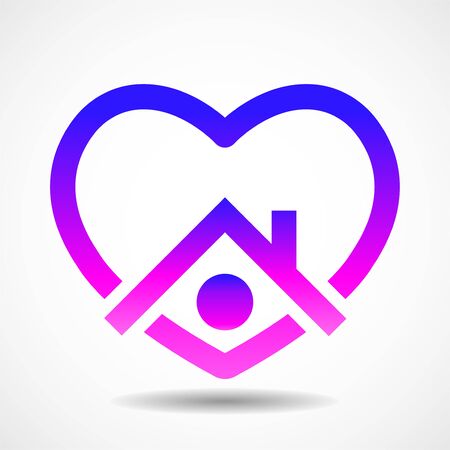 Stay home. Save your life. Coronavirus, epidemic, quarantine. Social media sign. Heart and house vector iconのイラスト素材