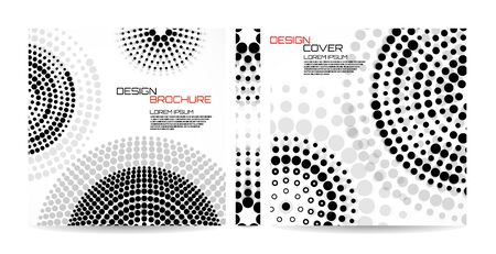 Brochure template with dotted circles. Dots in circular form. Magazine, poster, book, presentation, advertising. Abstract vector background. Cover design your textのイラスト素材