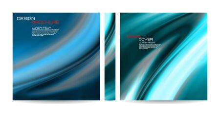 Brochure template with futuristic wavy shapes. Magazine, poster, book, presentation, advertising. Abstract vector background. Template with futuristic design. Cover design your textのイラスト素材