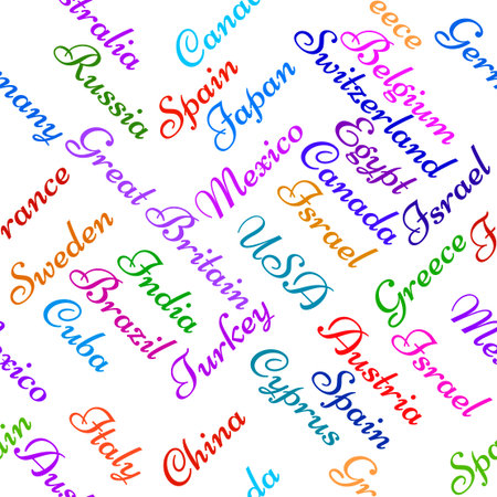 Seamless pattern with name countries of the world. Creative background