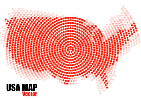 Abstract USA map of radial dots. Vector illustrationのイラスト素材