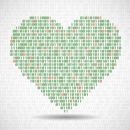 Abstract heart of binary code. Digital love, technology symbolのイラスト素材