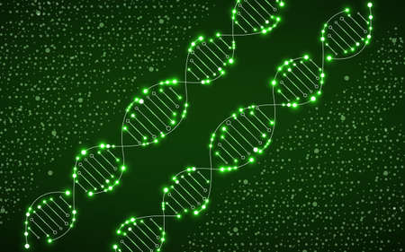 Abstract neon spiral of DNA, glowing molecular background and science conceptのイラスト素材