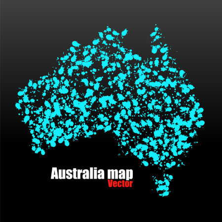Abstract Australia map of colorful ink splashes, grunge splattersのイラスト素材