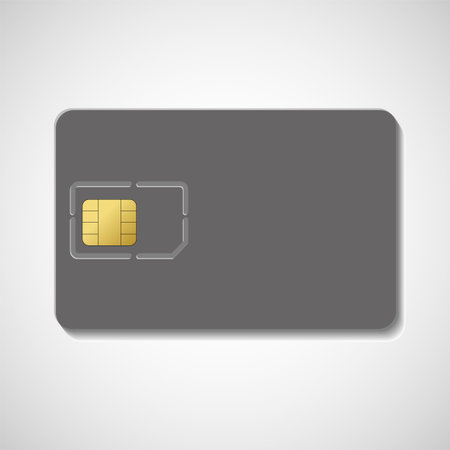 Sim card isolated on white background. Chip for mobile phone. Realistic vector iconのイラスト素材