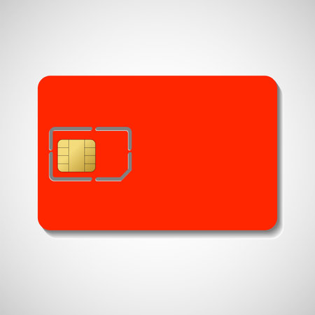 Sim card isolated on white background. Chip for mobile phone. Realistic vector iconのイラスト素材