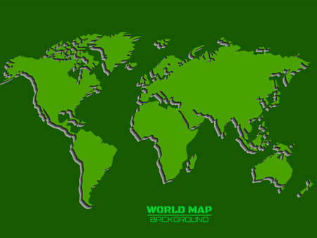 World map with shadow. Map of paper. Vector illustrationのイラスト素材