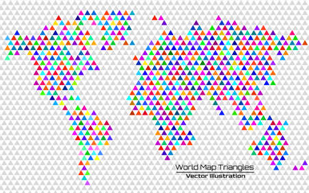 Abstract triangle World Map on white background. Geometric vector patternのイラスト素材