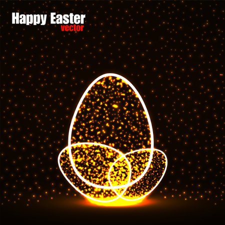 Abstract Easter eggs with glowing particles. Happy Easter Egg. Vectorのイラスト素材