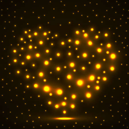 Abstract heart of glowing particles. Neon heart. Isolated vector illustrationのイラスト素材