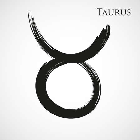 Taurus zodiac symbol isolated on white background. Brush stroke Taurus zodiac sign. Hand drawn vector illustrationのイラスト素材