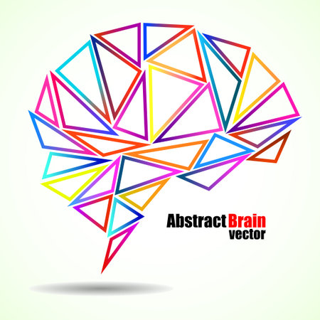 Abstract geometric human brain from colorful triangles.のイラスト素材