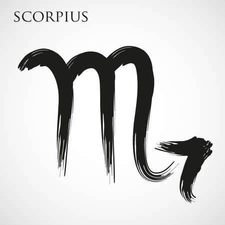 Scorpion zodiac symbol isolated on white background. Brush stroke Scorpion zodiac sign. Hand drawn vector illustrationのイラスト素材