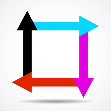 Vector infographic design template with arrows in squareのイラスト素材