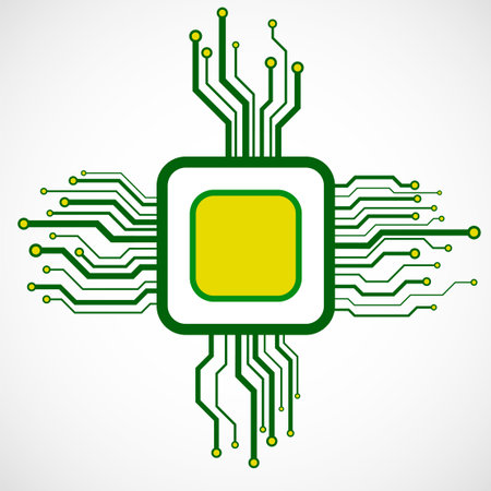 Cpu. Microprocessor. Microchip. Technology symbol. Vector