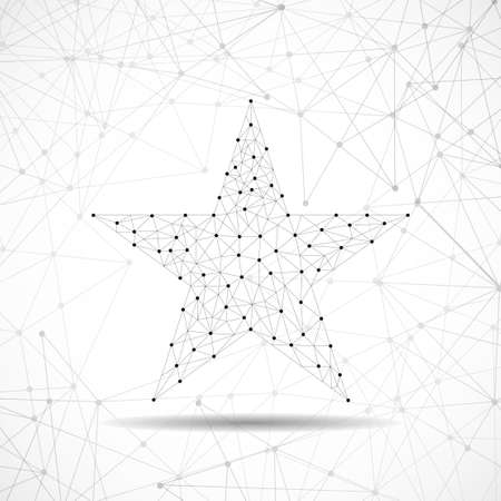 Star with polygon line and dots. Connection structure. Geometric vector designのイラスト素材