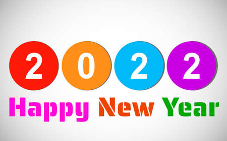 Happy New Year 2022 text design. 2022 Happy New Year colorful . Vector number design template. Isolated on white backgroundのイラスト素材