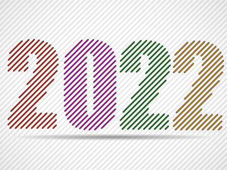 Happy New Year 2022 text design of lines. Vector banner for calendar card, brochure, cover