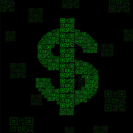 Abstract dollar sign of qr code. vector illustrationのイラスト素材