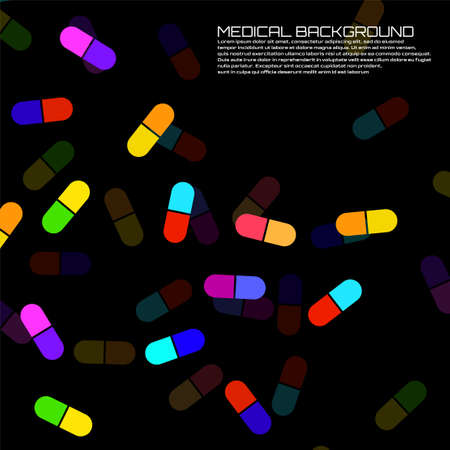 Medical background with pills. Pattern of capsule pills. vector illustrationのイラスト素材