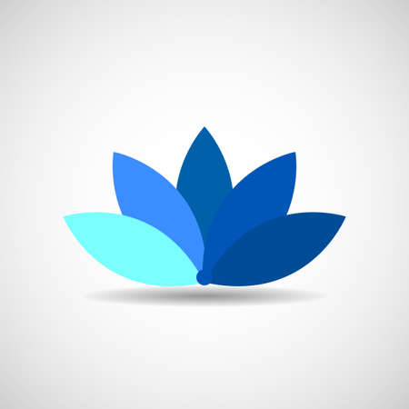 Blue lotus flower icon logo isolated on black background. vector illustrationのイラスト素材