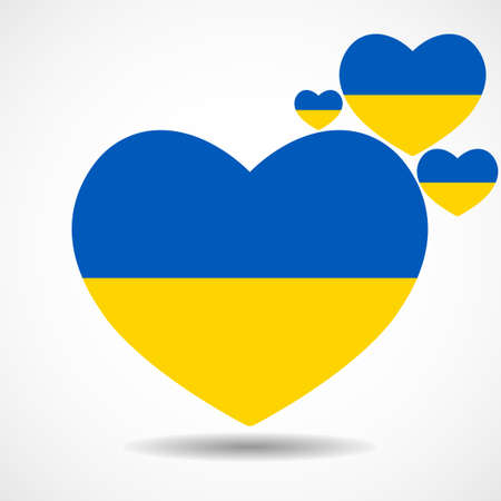 Ukraine National Flag inside heart shape. vector illustrationのイラスト素材