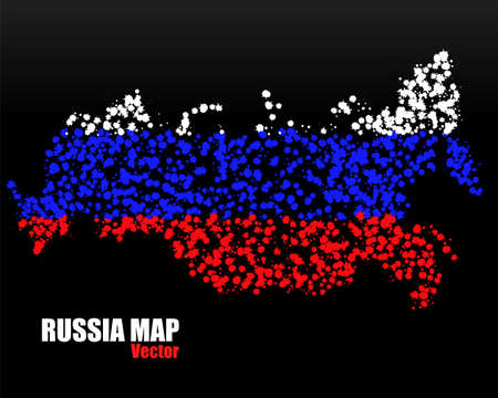 Abstract Russia map of colors national flag, ink splashes, grunge splatters. vector illustrationのイラスト素材