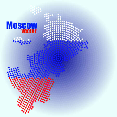 Abstract map Moscow of radial dots, halftone concept.のイラスト素材