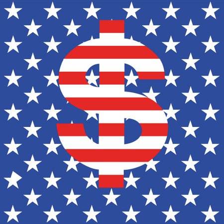 Dollar sign in style American flag. vector illustrationのイラスト素材