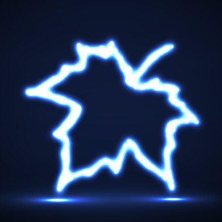 Maple leaf neon sign, autumn glowing symbol. vector illustrationのイラスト素材