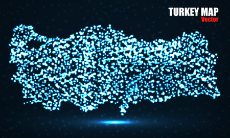 Turkey map with glowing particles. vector illustrationのイラスト素材