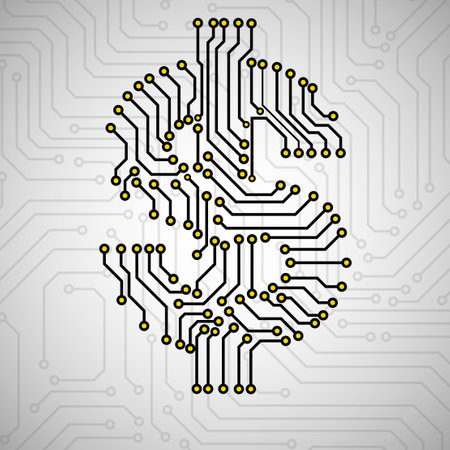 Abstract neon symbol dollar with circuit board. technology sign. vector illustrationのイラスト素材