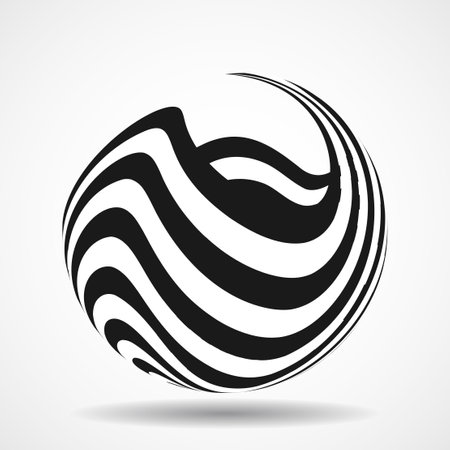 Abstract ball with black and white stripes, zebra style. vector illustrationのイラスト素材