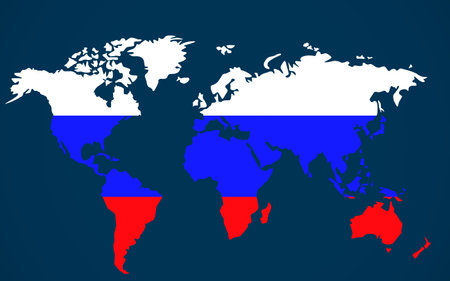 World map with Russia Flag. vector illustrationのイラスト素材