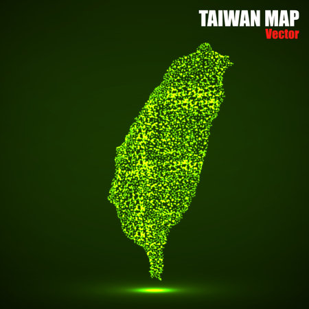 Abstract map of Taiwan with glowing particles, vector illustration eps 10のイラスト素材