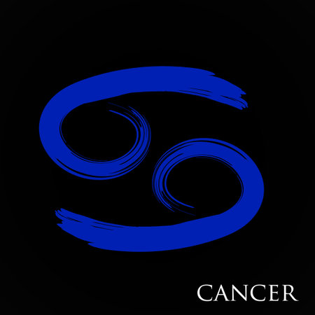 Cancer zodiac symbol isolated on white background. Brush stroke Cancer zodiac sign. hand drawn vector illustrationのイラスト素材