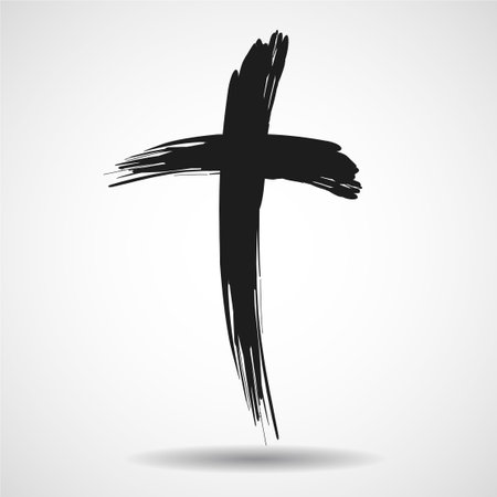 Hand drawn cross, grunge cross, christian symbol. vector illustrationのイラスト素材